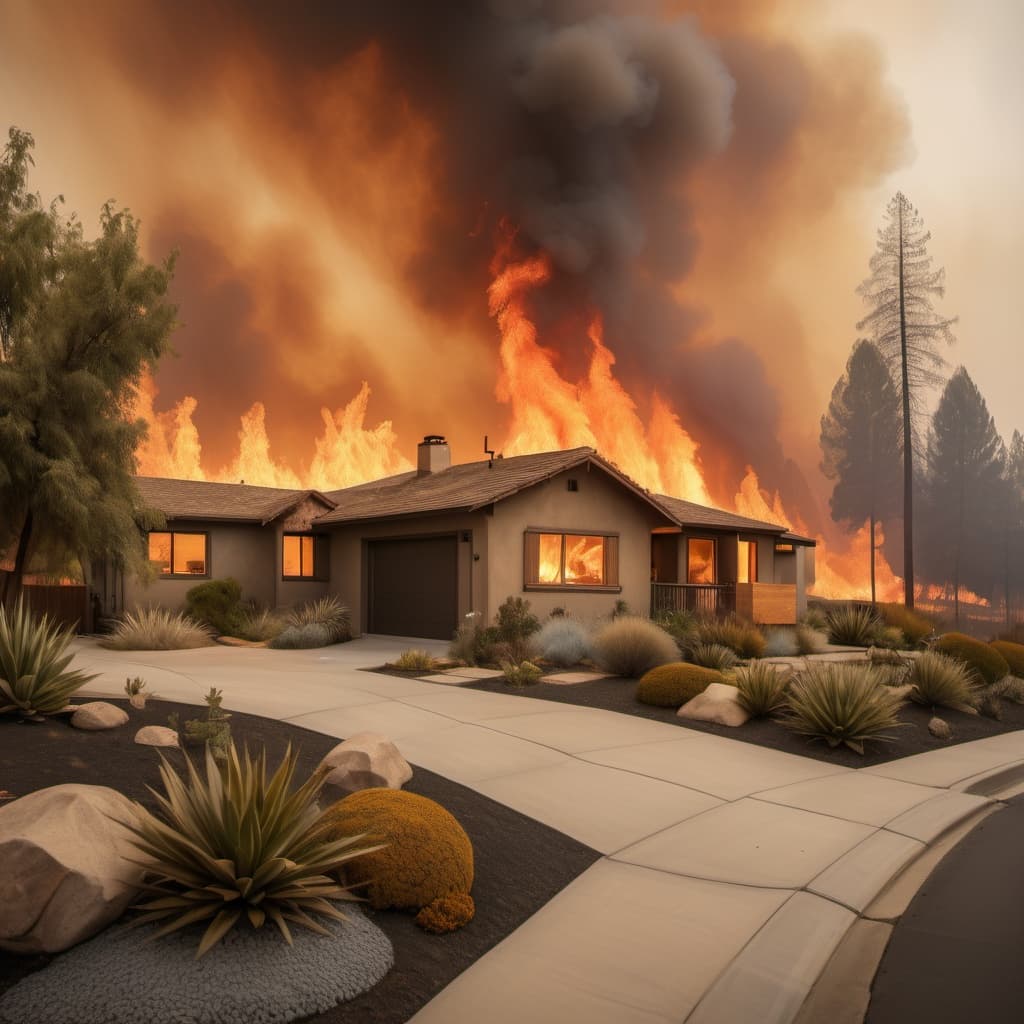 Wildfire approaching California home